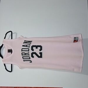 Jordan 23 Girls Sleevless T Shirt Jersey Dress Pink Black White Size Lar…